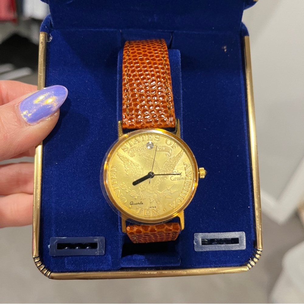 Oleg Cassini Gold and Brown Women's Watch